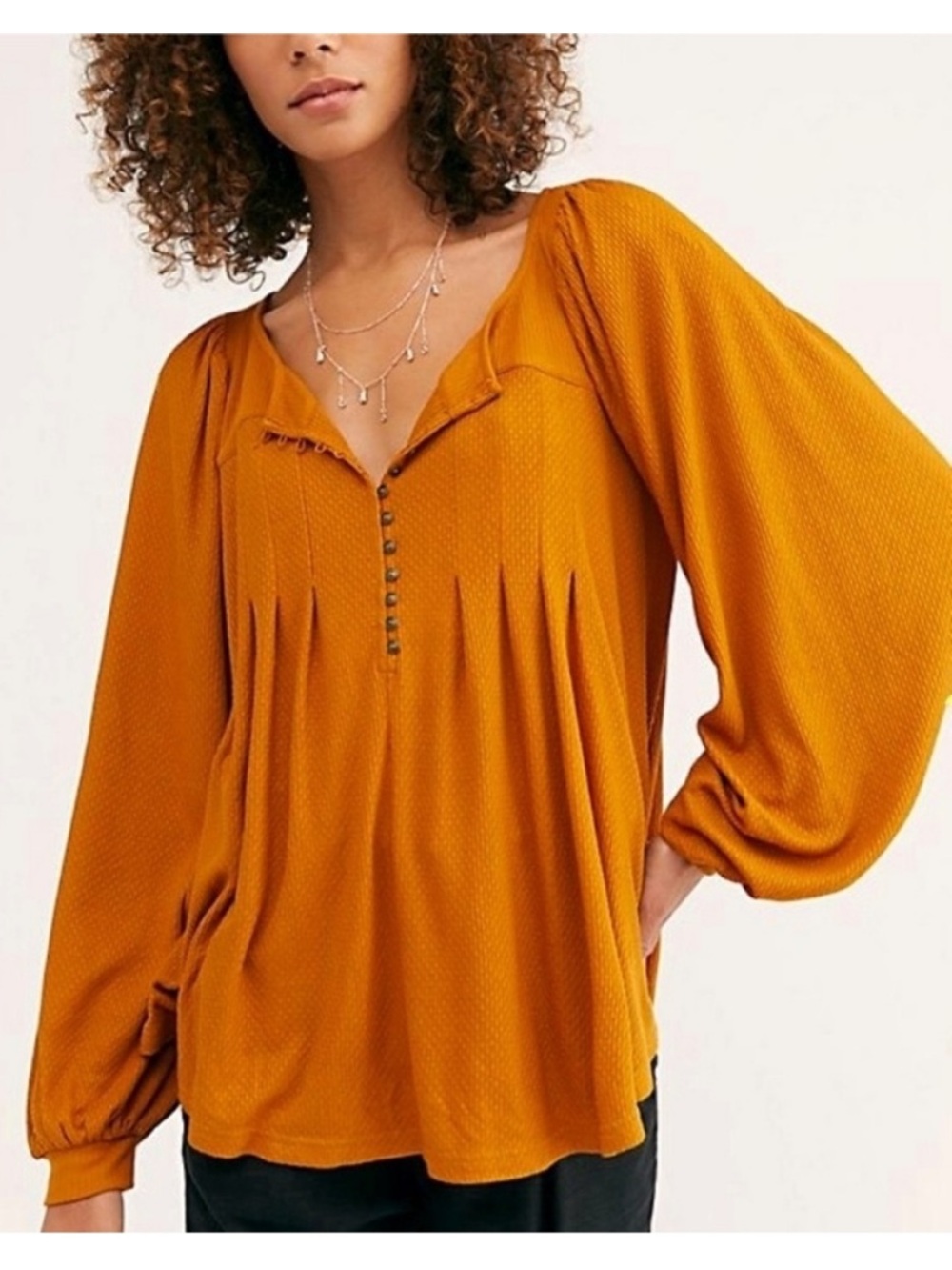 Free People Long Sleeve Devin
Blouse, Golden Yellow, Size XS